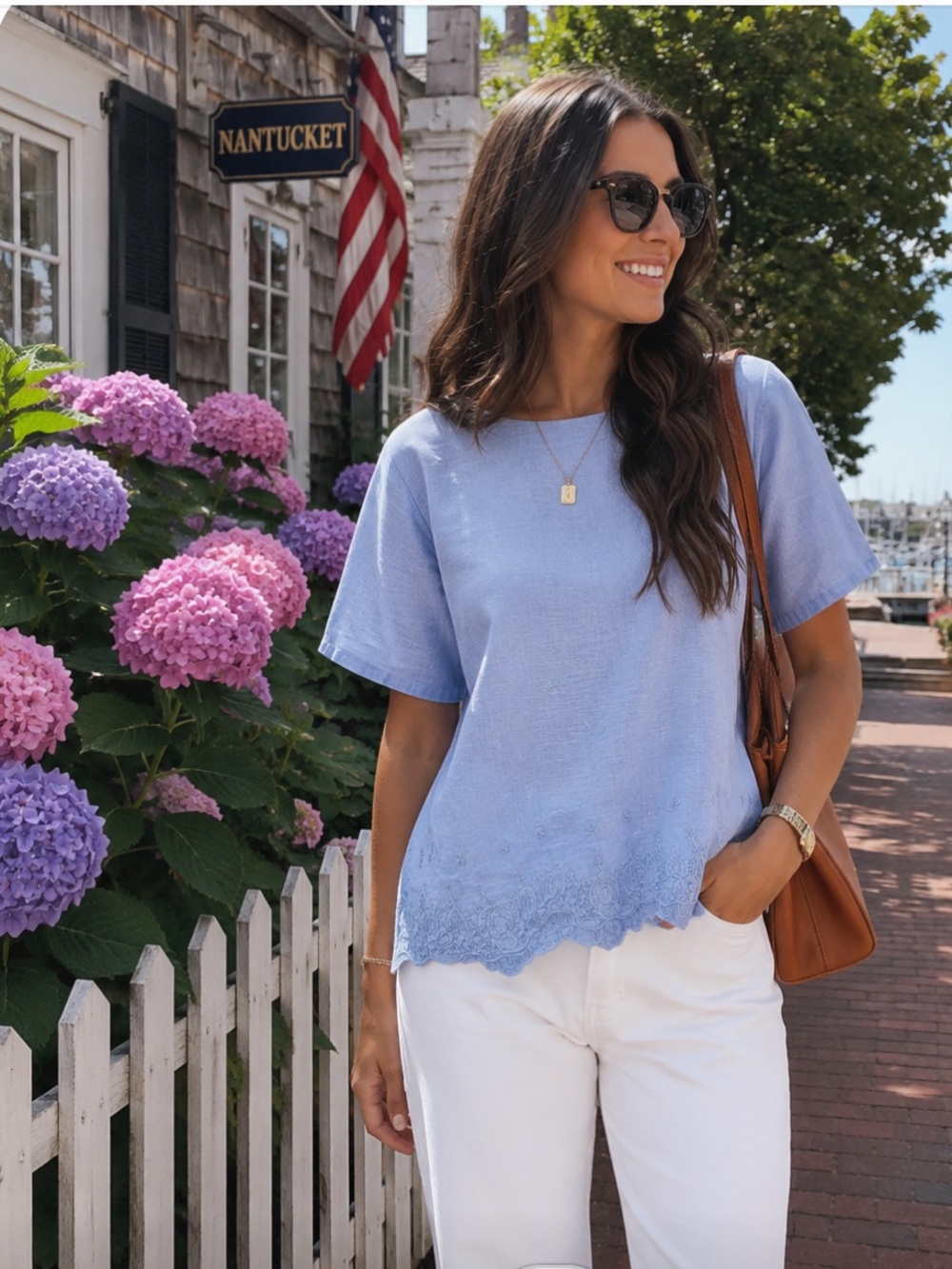 ❗️Nordstrom Minibee 100% Linen Blue Women's Tunic Top MSRP $98!
